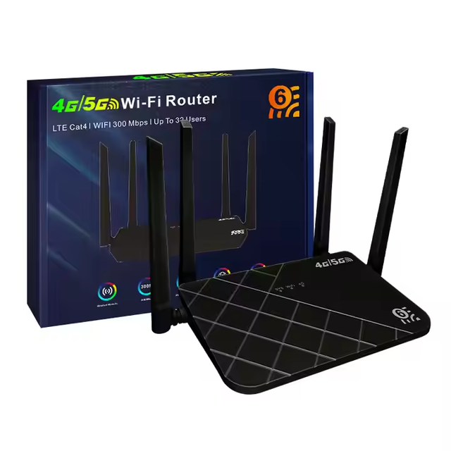 WiFi6 Enhanced Home Broadband Mobile Router 4G LTE SIM Card Slot 2.4G Wireless Sharing LAN 300mbps Firewall White Black Version