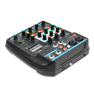Consola <span class=keywords><strong>de</strong></span> mezclas <span class=keywords><strong>de</strong></span> 4 canales con <span class=keywords><strong>tarjeta</strong></span> <span class=keywords><strong>de</strong></span> <span class=keywords><strong>sonido</strong></span> USB y reverberación, mezclador para transmisiones en vivo en red doméstica, DJMixer - Product Image 1