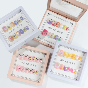 12 unids/caja de <span class=keywords><strong>uñas</strong></span> postizas cortas hechas a mano, puntas de <span class=keywords><strong>uñas</strong></span> acrílicas, bonita Prensa en <span class=keywords><strong>uñas</strong></span> para niños y niñas - Product Image 1