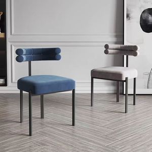 Chaises de salle à manger design élégantes, style <span class=keywords><strong>scandinave</strong></span>, meubles de villa en métal, chaises de salle à manger de luxe en velours <span class=keywords><strong>bleu</strong></span> - Product Image 1