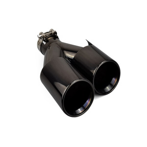 Tuyau d'échappement universel <span class=keywords><strong>double</strong></span> <span class=keywords><strong>sortie</strong></span> pour voiture en acier inoxydable chromé noir, exportation d'usine - Product Image 6