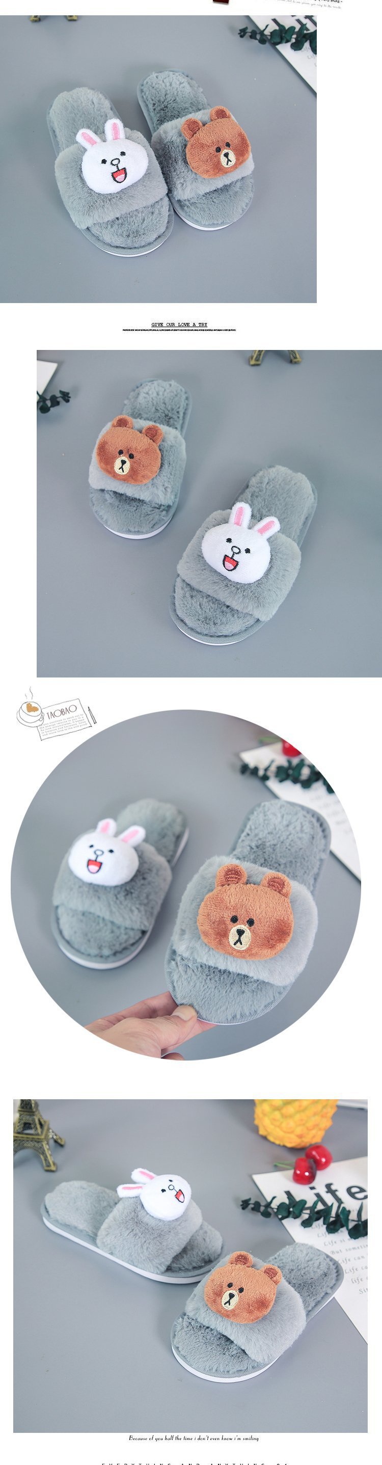 Cute Cartoon Children's Furry Slippers for Boys and Girls Indoor Cotton Slippers Non-slip Baby Shoes