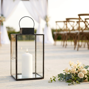 Wholesale Hot Selling <b>Mini</b> Black Metal Framed Glass Candle <b>Lantern</b> for Table and Hanging Home Decorations - Product Image 1