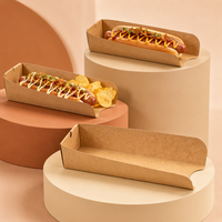 Boîte à hot-dogs en papier kraft, conteneur alimentaire jetable à emporter, plateau pliable pour saucisses, sandwichs, boulangerie, emballage pour la vente de nourriture de rue