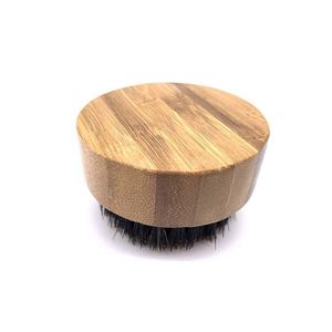 Wholesale Bamboo Handle <b>Round</b> Beard Cleaning <b>Brush</b> with Boar Bristle - Product Image 6