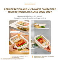 Lot de 4 contenants alimentaires rectangulaires en verre de 1500 ml avec couvercles hermétiques, sans BPA, anti-fuite, compatibles micro-ondes, pour la préparation des repas