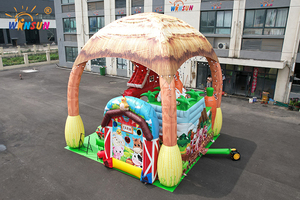 WINSUN Château gonflable ferme avec toit en chaume, poteaux en forme de maïs et toboggan grange pour enfants, idéal pour fêtes en extérieur et location commerciale - Product Image 5