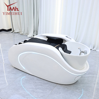 Mobilier de salon de coiffure haut de gamme sur mesure : Lit de spa électrique pour la tête, fauteuil de lavage des cheveux avec massage corporel complet