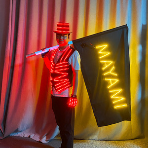 Mayami <b>Light</b> Up Flag Double Sided <b>LED</b> Polyester Banner Aluminum Pole Cheering Props For <b>Bars</b> Nightclubs - Product Image 4