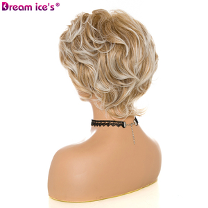 <span class=keywords><strong>Dream</strong></span>.Ice, venta al por mayor, peluca de pelo sintético de corte pixie corto para mujer con flequillo Rubio mixto, pelucas de fiesta onduladas en capas - Product Image 6