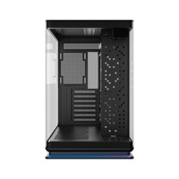 AOJIE OEM E ATX Tower Three Sided Glass Sea View Computer Case RGB Chassis Dual Chamber Gaming PC Case with LCD & Lighting Strip