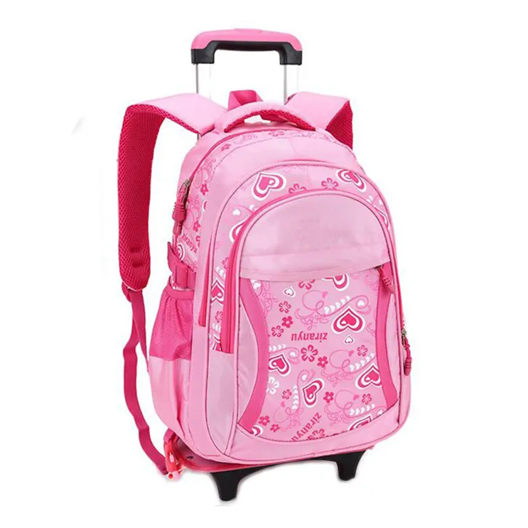 Mochila con ruedas desmontable para niños y niñas, morral escolar con dibujos animados, rodinhasb