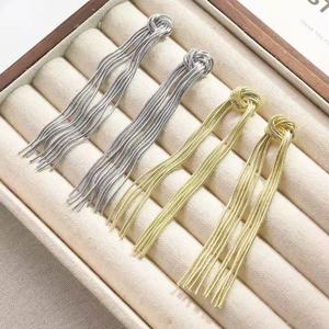 Pendientes Largos de Plata de Ley S925 con Baño de Oro, Estilo Europeo Americano, con Cristales de Estrás, Geométricos, con Nudo de Aguja, para Mujer, Aniversario - Product Image 3