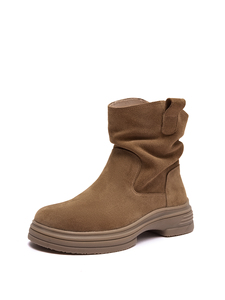Women <b>Ankle</b> <b>Boots</b> Round Toe Platform Rubber Sole Comfortable Autumn Bootie - Product Image 1