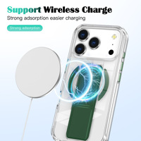 Étui de téléphone magnétique 2 en 1 de luxe en cuir avec béquille pour 14 Pro Max, charge sans fil, antichoc, pliable, coque transparente