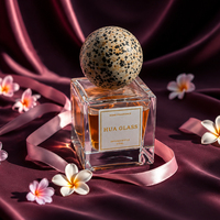Bouteille de parfum vide carrée 30ml 50ml 100ml à prix d'usine, bouteille en verre personnalisée avec couvercle artistique à motif marbré sphérique