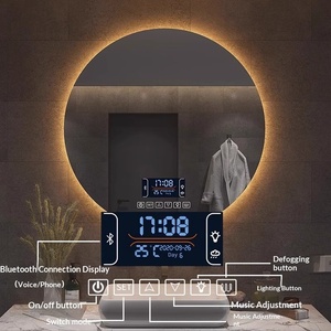 Espejo <span class=keywords><strong>de</strong></span> Baño LED Redondo <span class=keywords><strong>de</strong></span> Lujo con <span class=keywords><strong>Lentes</strong></span> <span class=keywords><strong>de</strong></span> Vidrio, Antivaho, con Lavabo, Espejo <span class=keywords><strong>de</strong></span> Maquillaje, Montado en la Pared - Product Image 3