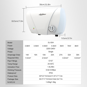 <span class=keywords><strong>Chauffe</strong></span>-<span class=keywords><strong>eau</strong></span> électrique sans réservoir 240V 5kW à connexion multipoint, économe en énergie pour salle de bain - Product Image 3