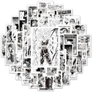 50 nouveaux autocollants noirs et blancs de <span class=keywords><strong>manga</strong></span> comique japonais pour décoration murale de téléphone autocollants d'anime étanches - Product Image 4