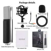 Ensemble de microphones à condensateur cardioïdes vocaux, carte son, prise XLR + 3,5 mm, câble de 2,5 m, suppression du bruit, SNR 70 dB, SPL max 135 dB, 20 Hz-20 kHz