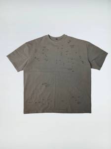 Chất Lượng Cao Tùy Chỉnh Trống Cotton Thời Trang Đường Phố Quá Khổ In Logo Heavyweight Grey Holey In T-Shirt Cho Nam Giới - Product Image 5