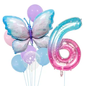 8 Stück 40 Zoll riesige Schmetterlingsballons blaue Zahlenfolie Mylar-Ballon für Schmetterling 1. Geburtstag Party Dekoration Versorgung