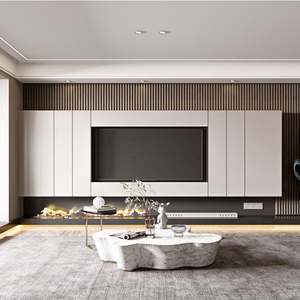 Meuble TV mural SANTOPOVA, design moderne, bois, salon, support TV - Product Image 6