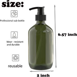 Bouteille pompe pulvérisateur en PET ambré ou vert personnalisée de 100 ml, 200 ml, 300 ml, 400 ml, 500 ml pour shampoing, lotion, huile capillaire avec impression sérigraphique - Product Image 2