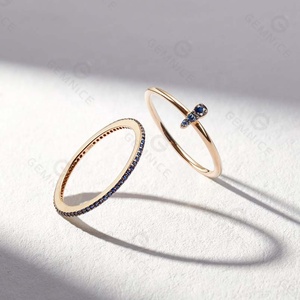 Anillo <span class=keywords><strong>de</strong></span> zafiro <span class=keywords><strong>azul</strong></span> en capas, joyería sencilla minimalista, Gemnel - Product Image 6