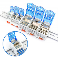 UKK 125A Azul 1 PCS/BOX 1 Entrada 6 Salida Carril Din Abrazadera de tornillo universal Conector de bloque de terminales de distribución de energía unipolar