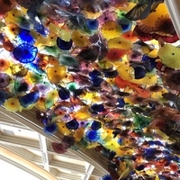 Plafonnier led suspendu au Design moderne, produit de luxe coloré, assiettes florales, verre de Murano, lustre pour Hall, banquets