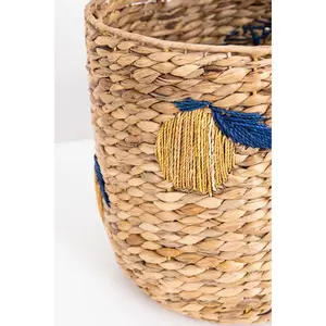 High Quality Water Hyacinth Sissy Boy <b>Basket</b> Oranges Medium With Handle OEM Hyacinth Laundry <b>Basket</b> Foldable Best Selling - Product Image 5