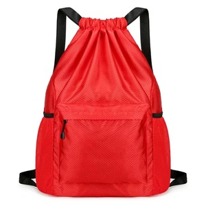 Mochila con cordón de nailon, bolsa con cordón para exteriores, Ripstop, con bolsillo frontal con cremallera, bolsillos laterales de malla, mochila informal ligera para el día a día - Product Image 6