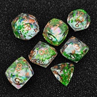 Set Dadu Polihedral Bunga Kering Asli dengan Inti Cairan Resin Multifaset