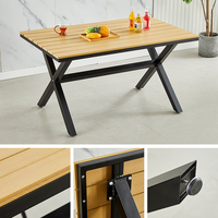 Table à manger moderne en bois sur piétement carré, 4 places, pieds en métal, multifonctionnelle, pour école, hôtel, mobilier d'extérieur écologique