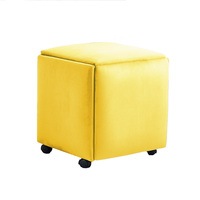 Chaise Ottoman Magique 5-en-1 Extensible en Cuir PU Velours Bleu, Gain de Place Moderne, avec Base à Roulettes et Rangement, pour Chambre et Hôtel