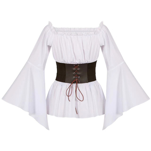 <span class=keywords><strong>Camisa</strong></span> Renacentista para <span class=keywords><strong>Mujer</strong></span>, Vestido para Espectáculo, <span class=keywords><strong>Camisa</strong></span> <span class=keywords><strong>Pirata</strong></span> Bohemia <span class=keywords><strong>de</strong></span> Manga Larga con Cintura Plisada y Cinturón - Product Image 4