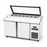 Table de préparation de salades pour restaurant avec revêtement antirouille pour une utilisation professionnelle en cuisine commerciale et pour les pizzerias à fort volume de production