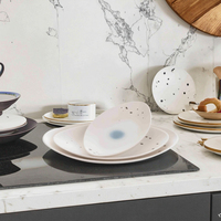 Assiettes ovales en plastique pour restaurant et fête, 100 % mélamine, écologiques, imprimées, vente en gros