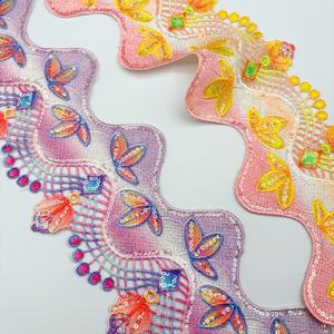 Encaje Bordado Multicolor para <span class=keywords><strong>Ropa</strong></span> <span class=keywords><strong>Infantil</strong></span>, Decoración de Encaje de Poliéster, Encaje de Lentejuelas al por Mayor - Product Image 6