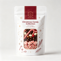 Sacs d'emballage personnalisés pour bonbons de Noël, pochettes verticales refermables pour cadeaux de Noël et collations saisonnières