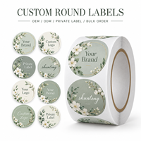 Étiquettes adhésives en papier pour cadeaux et artisanat OEM, impression couleur, découpe à la presse, finition mate, étiquettes rondes en rouleau à motifs floraux