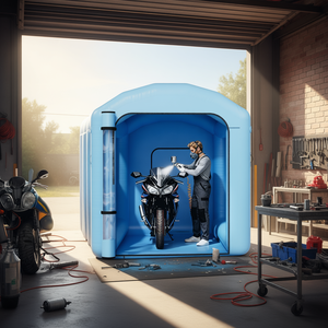 Cabina de pintura inflable de 10 x 8.5 x 8.5 pies con sistema de soplador de 550W para pintura en aerosol de motocicletas, bicicletas y publicidad - Product Image 2