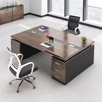 Ensemble de bureau de direction, bureau de patron avec tiroirs, table de direction moderne de luxe en forme de L, mobilier de bureau à domicile en bois