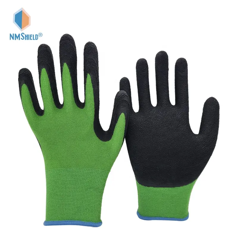 NMSHIELD, guante de látex personalizado transpirable de calibre 15, guantes de bambú para trabajo, jardinería, guantes agrícolas