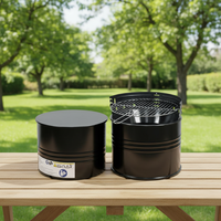 Barbecue à charbon de bois cylindrique portable de luxe à 2 niveaux en fer, avec grille de cuisson, pour patio, jardin et extérieur