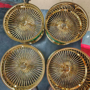 Populares Ruedas Multirradio de Aluminio con Acabado Cromado de 24/26 Pulgadas, Ruedas de Alambre Doradas de 9/10 Pulgadas de Ancho, Ruedas de Alambre de 13-28 Pulgadas - Product Image 1