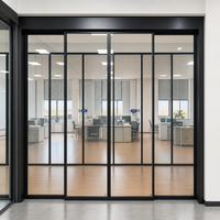 Système de porte coulissante automatique en profilé aluminium RETO, capacité de charge de 150 kg, avec capteur de mouvement à micro-ondes et faisceau infrarouge