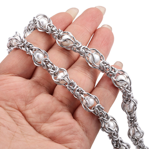 وصل حديثًا: سلسلة لؤلؤية من الفولاذ المقاوم للصدأ Cx B837، مصنوعة يدويًا بتصميم هندسي، لا يتغير لونها، مكونات هيب هوب لصنع قلائد وأساور بنفسك. - Product Image 2