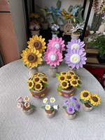 Hadiah Hari Ibu, hadiah bunga rajut, wisuda, hadiah ulang tahun untuk teman,, dekorasi meja, Pot bunga rajut,